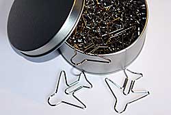 The aviation paper clips - shaped like an airplane - 40 clips in a tin box